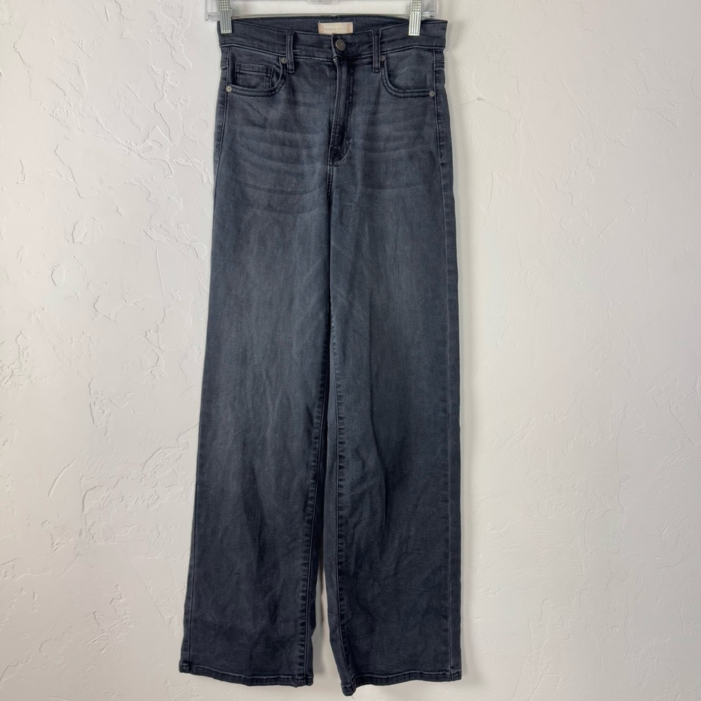 Altard State Jeans Denim Solid Dark Grey Black Wash Wide Leg Vintage Cotton Knit